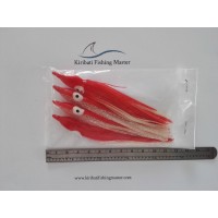 Squid Skirt Lure - 5 inch - Red white- 4 pack