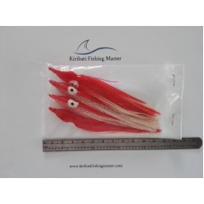Squid Skirt Lure - 5 inch - Red white- 4 pack